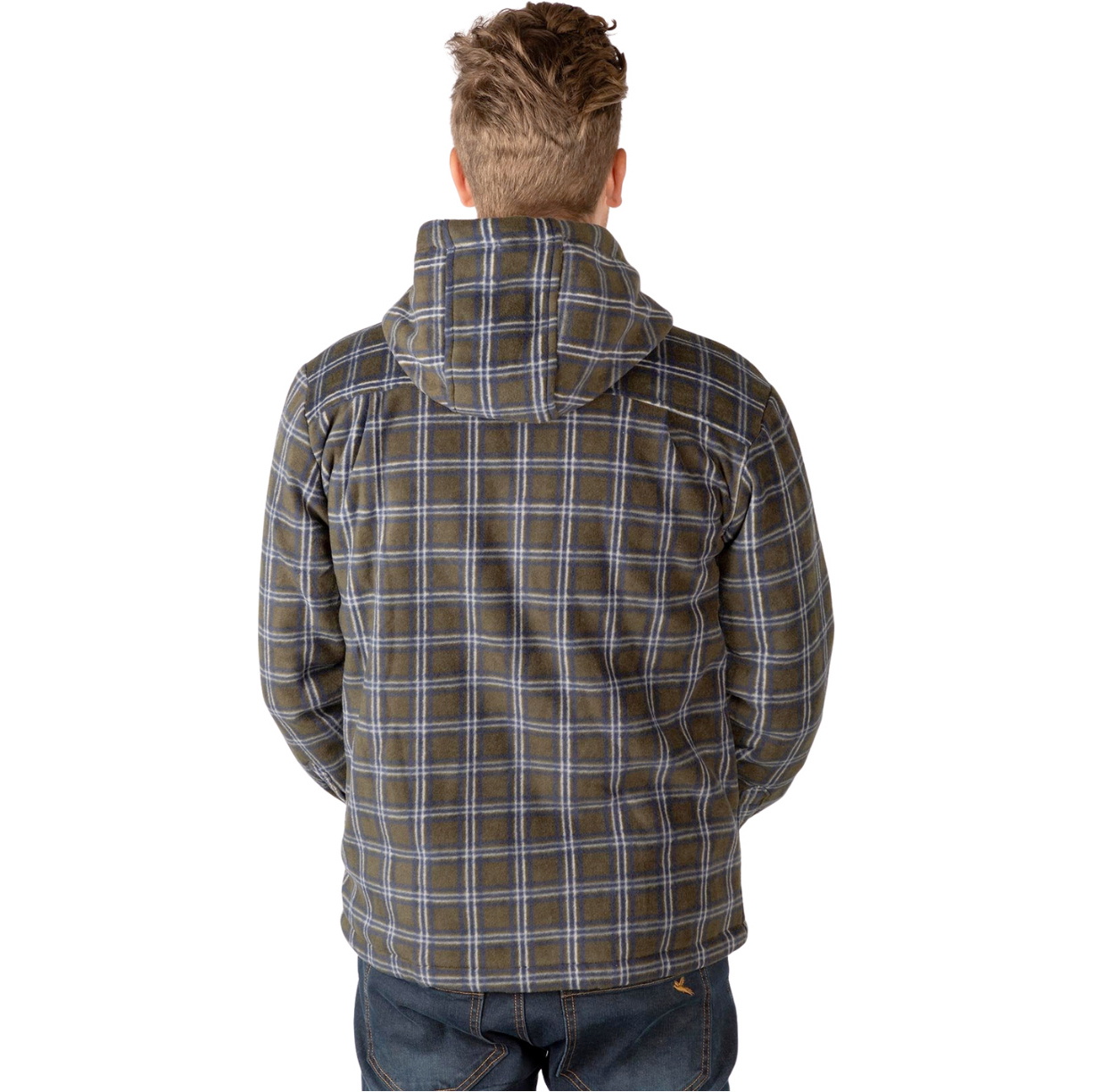 2025 Rydale Mens Hooded Fleece Overshirt Ulrome 412848 - Olive / Navy